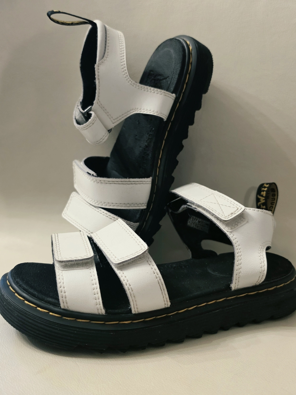 Dr. Martens KLAIRE White Leather Lug Platform Sandals